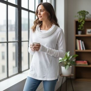 Elegant Zella White Drape Neck Top